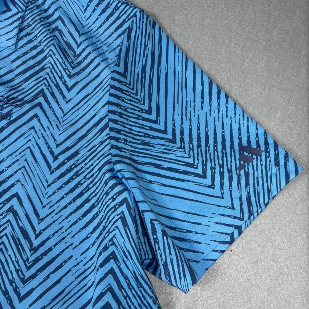 Adidas Men's All Over Print Polo Shirt Semi Blue Burst Golf Performance Size 2XL